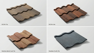 Comparison of DECRA Tile, DECRA Villa, Westlake Barrel Vault Tile, and Westlake Pacific Tile metal tile roofing profiles.