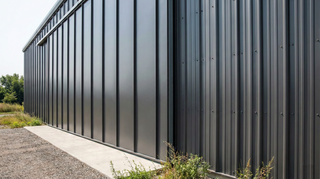 Horizon Loc standing seam metal panel compared to Panel Loc Plus exposed fastener ribbed panel on a building.